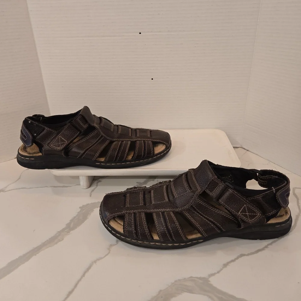 Leather Brown Fishermans Hiking Outdoor Sandals Mens Size 12
